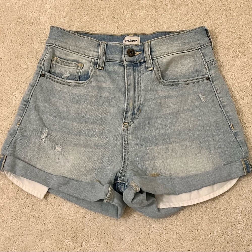 Sneak Peek High Rise Jean Shorts Small